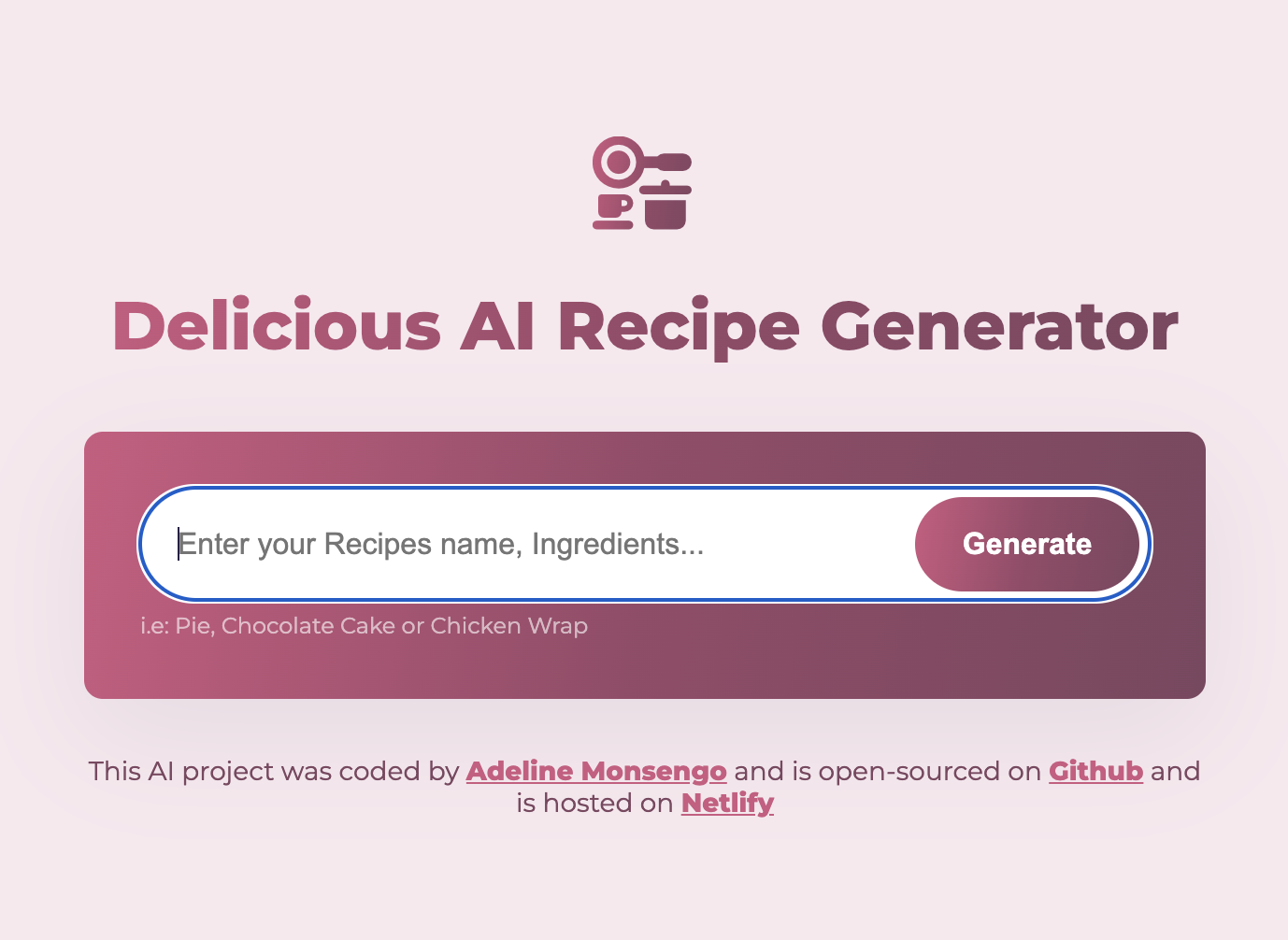 AI recipe generator
